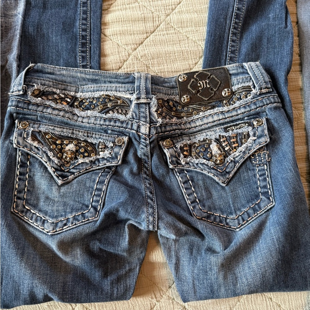 Miss Me Women's Blue Jeans with Embellished Pockets